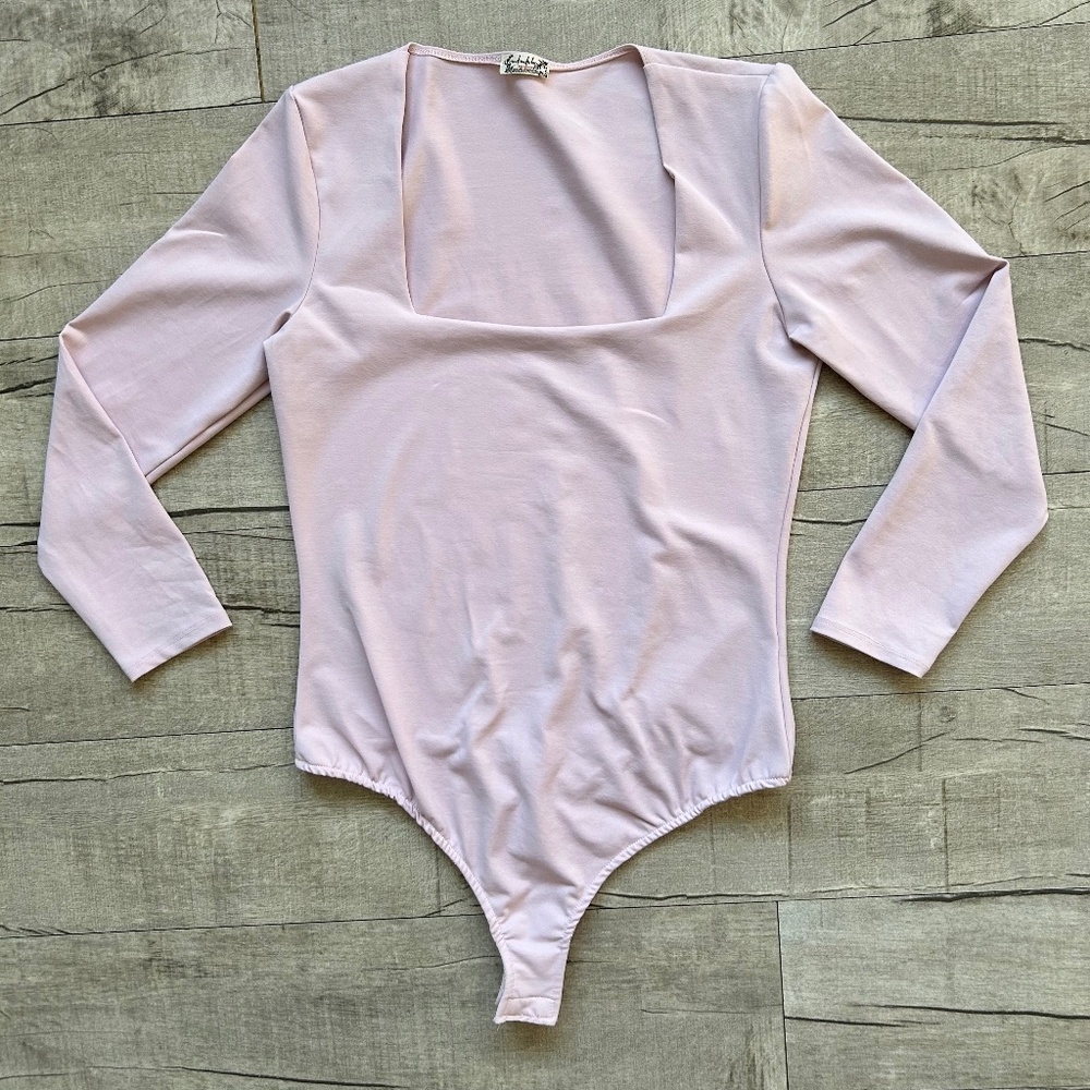 Free People Truth Or Square Bodysuit Lilac Pink Square Neck Retro Boho Festival